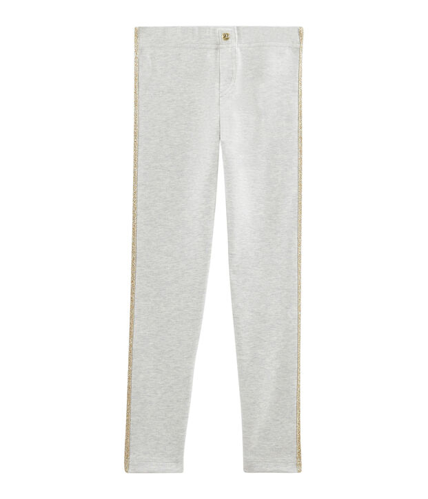 Pantalon maille enfant fille gris chin&eacute; clair