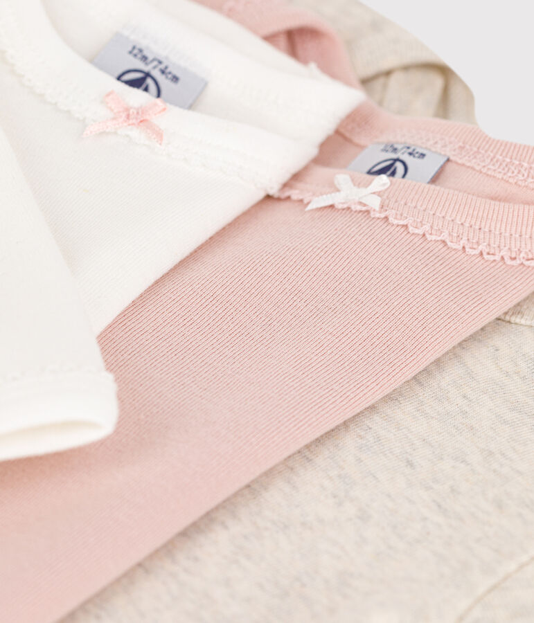 Lot de 3 bodies manches longues b&eacute;b&eacute; en coton multicouleur