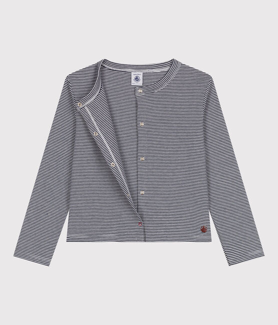 Katoenen kindercardigan met strepen blauw SMOKING/wit MARSHMALLOW