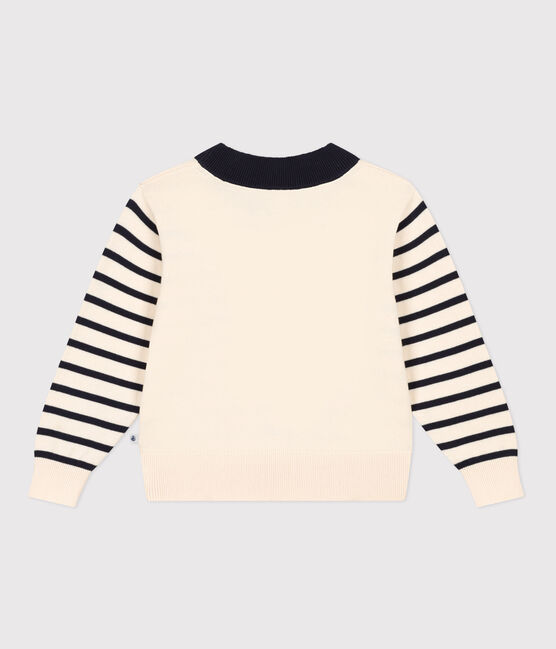 Pull marin en coton enfant fille / garçon blanc AVALANCHE/ MULTICO