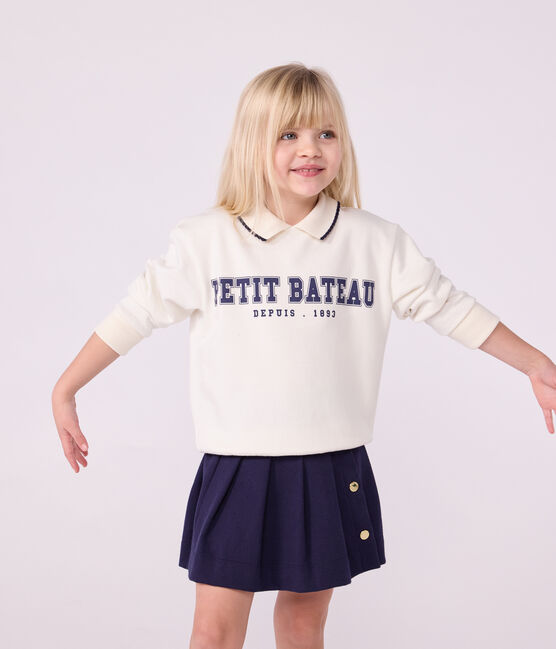 Sweatshirt enfant en coton imprimé écru MILK