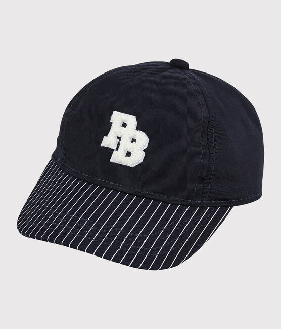 Casquette avec badge en bouclette bébé garçon bleu SMOKING/blanc MARSHMALLOW