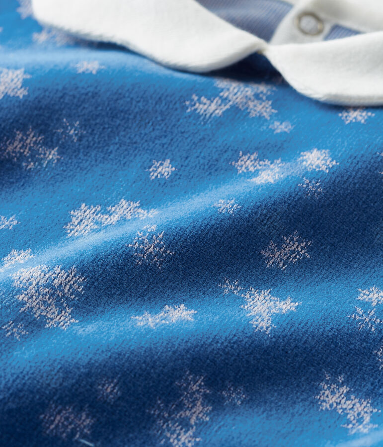 Fluwelen slaappakje babymeisje blauw/wit