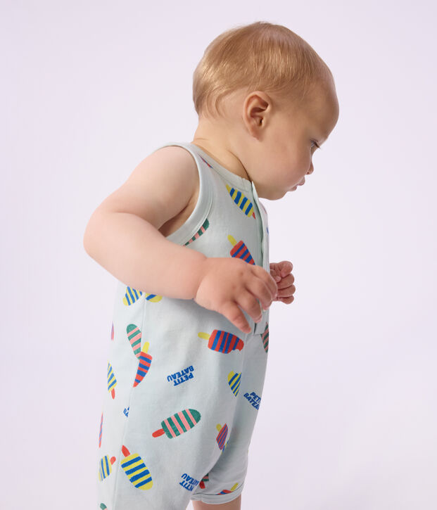 Kort babypakje van katoen met ijsjesprint blauw/multicouleur