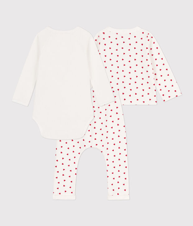 Set met print van katoen voor baby's wit/rood