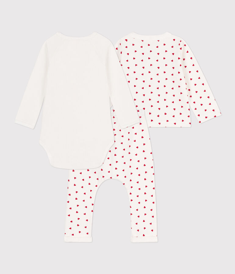 Set met print van katoen voor baby's wit/rood