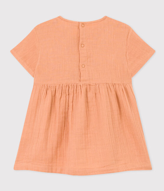 Robe manches courtes en gaze de coton bébé rose SIENNA