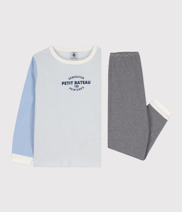Pyjama milleraies tricolore en coton enfant bleu/multicouleur
