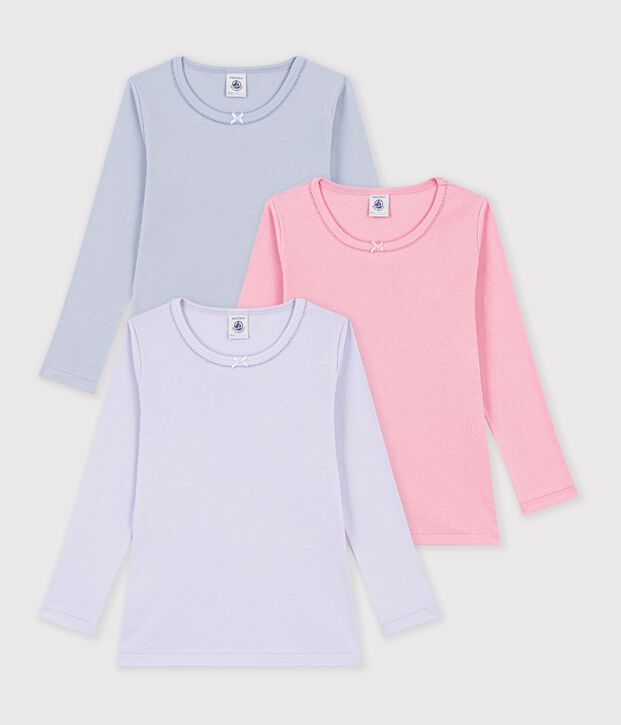 Lot de tee-shirts enfant en coton manches longues unis multicouleur