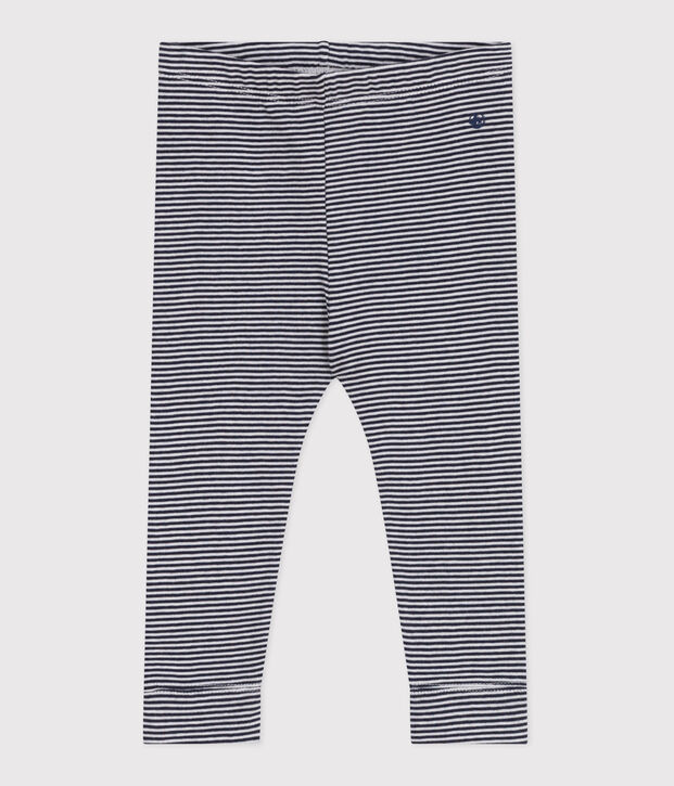 Katoenen babylegging met tinneroys-streepje blauw/wit