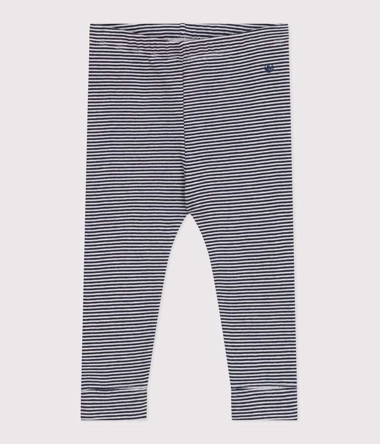 Legging b&eacute;b&eacute; en coton imprim&eacute; milleraies bleu/blanc