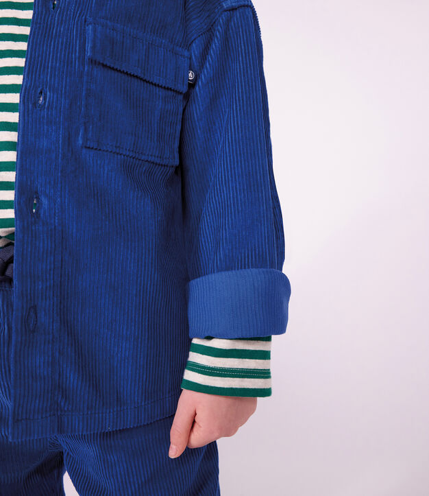 Effen fluwelen kinderhemd blauw