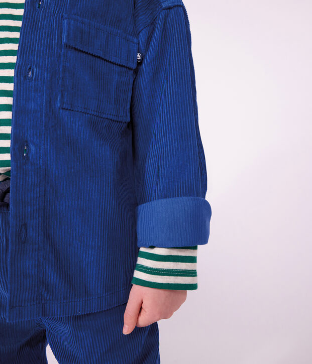 Effen fluwelen kinderhemd blauw