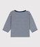 Gestreept en gevlamd T-shirt met lange mouwen in jersey voor baby's blauw MEDIEVAL/wit MARSHMALLOW