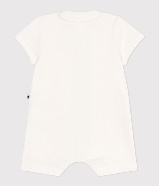 Combicourte bébé en coton et son col brodé blanc MARSHMALLOW