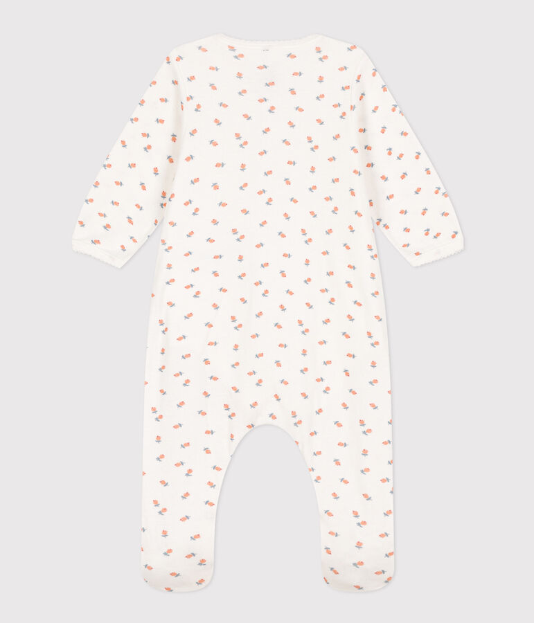 Bodyjama met bloemetjes in tubic voor baby's wit/multicouleur