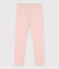 Legging milleraies petite fille en laine et coton rose CHARME/blanc MARSHMALLOW