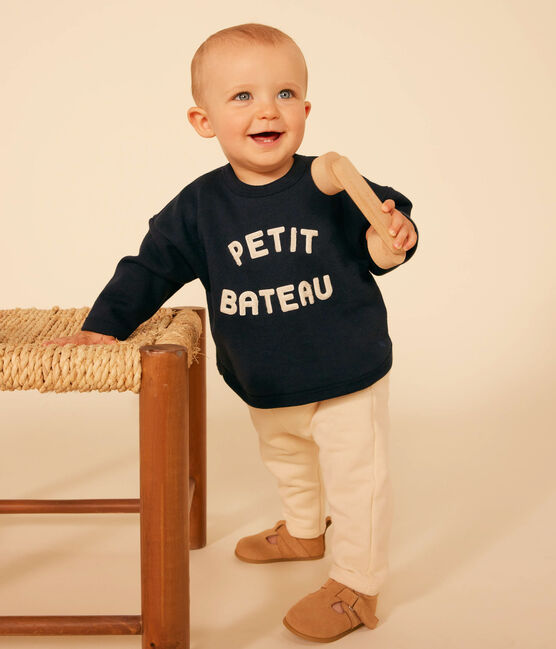 Fleece sweatshirt voor baby's blauw SMOKING
