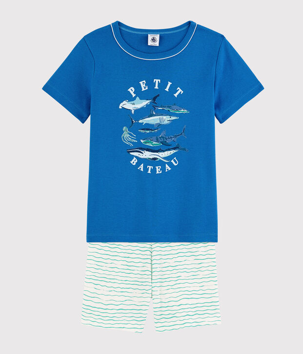 Pyjacourt voor kleine jongens met zeedieren, van katoen blauw/multicouleur