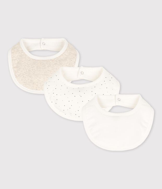 Lot de 3 bavoirs b&eacute;b&eacute; en coton biologique multicouleur