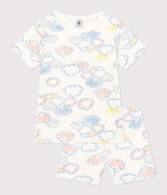 Pyjama short en coton imprimé arc-en-ciel enfant blanc MARSHMALLOW/blanc MULTICO