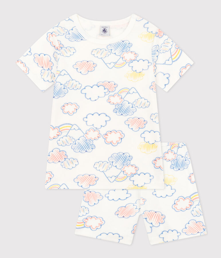 Pyjama short en coton imprim&eacute; arc-en-ciel enfant blanc/multicouleur