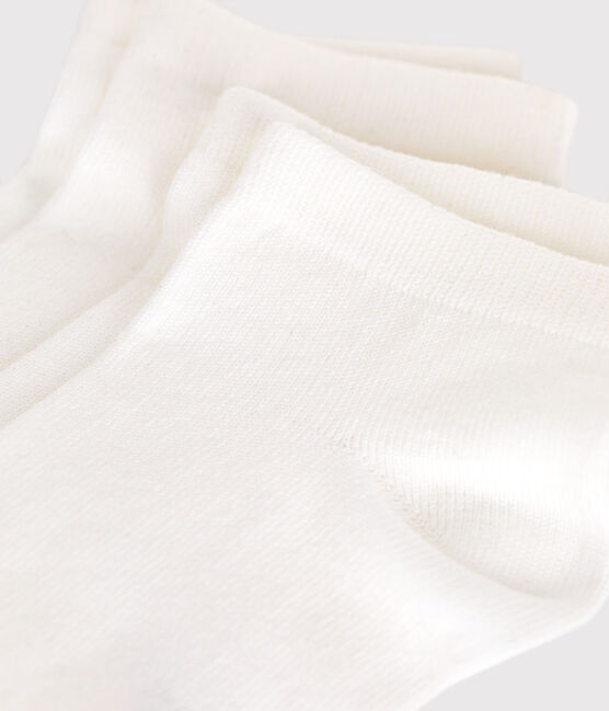 2 PAIRES DE CHAUSSETTES ENFANT EN COTON UNIES BLANCHES blanc MARSHMALLOW