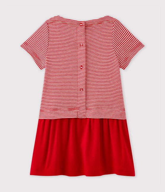 Robe bébé fille rayée milleraies rouge TERKUIT/blanc MARSHMALLOW