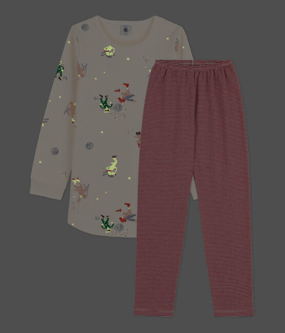 Chemise de nuit phosphorescente petite fille en molleton et en coton blanc AVALANCHE/ MULTICO