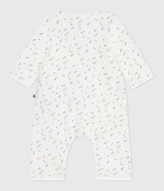 Bodyjama bébé sans pieds en coton imprimé fleuri blanc MARSHMALLOW/blanc MULTICO