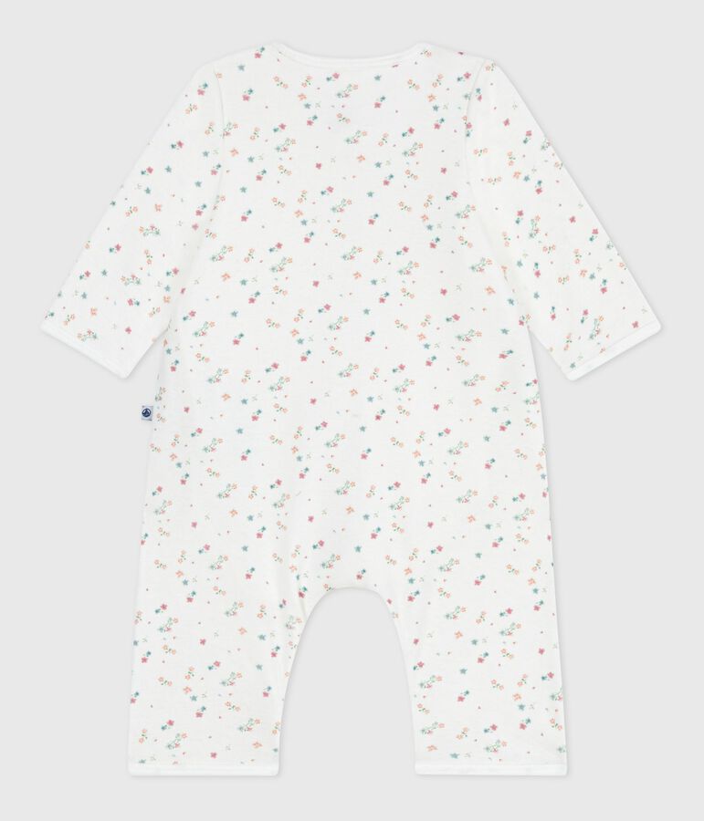Bodyjama b&eacute;b&eacute; sans pieds en coton imprim&eacute; fleuri blanc/multicouleur
