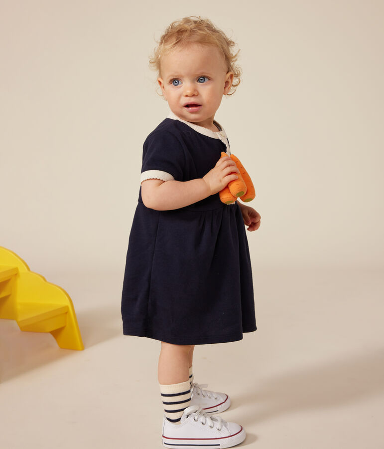 Robe manches courtes en coton b&eacute;b&eacute; bleu SMOKING