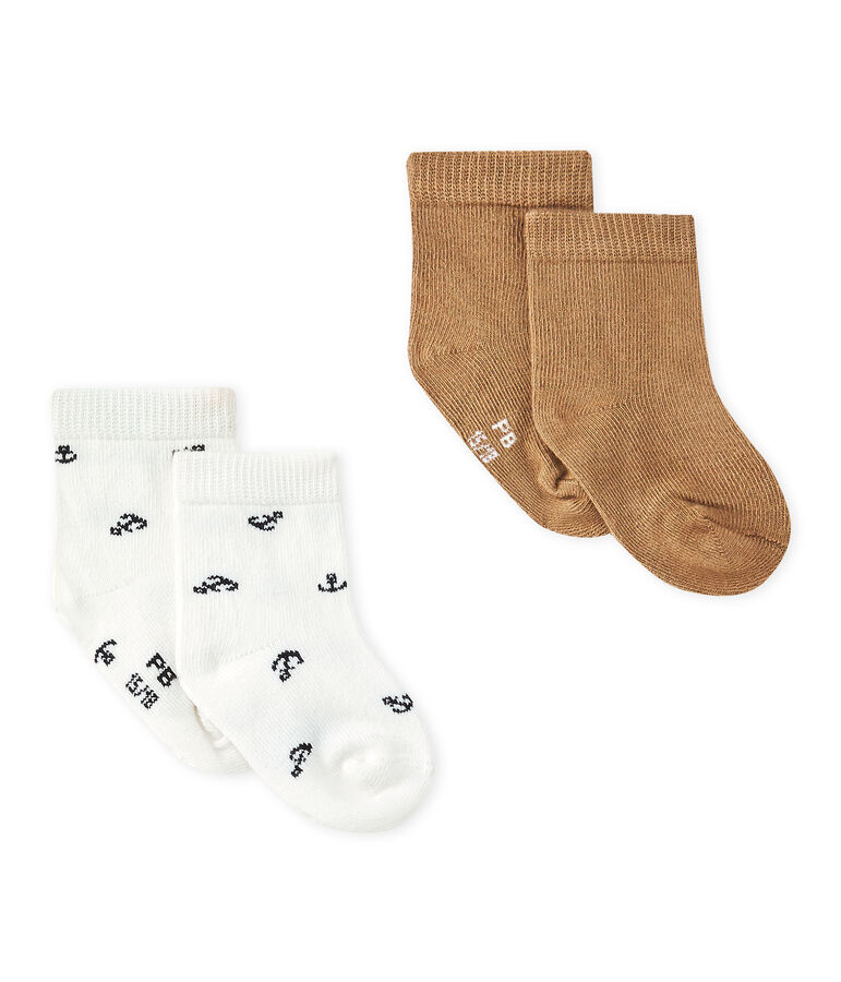 Lot de 2 paires de chaussettes b&eacute;b&eacute; gar&ccedil;on blanc