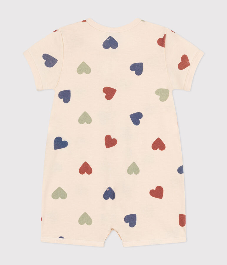 Kort kruippakje van katoen voor baby's ecru/multicouleur