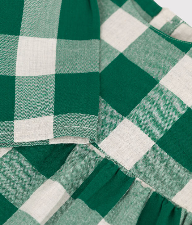 Robe manches longues b&eacute;b&eacute; &agrave; carreaux en flanelle MATCHA/&eacute;cru
