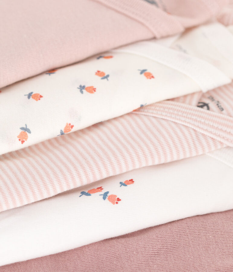 Lot de 5 bodies crois&eacute;s manches longues en coton multicouleur