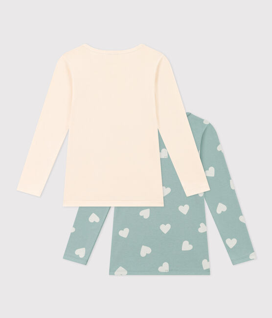 Set van 2 T-shirts met lange mouwen en bloemen voor meisjes in katoen variante 1