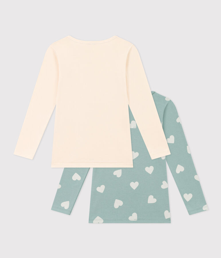 Set van 2 T-shirts met lange mouwen en bloemen voor meisjes in katoen multicouleur