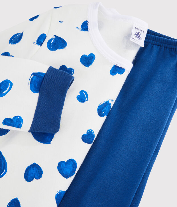 Molton meisjesnachthemd met hartjes, met legging wit/multicouleur