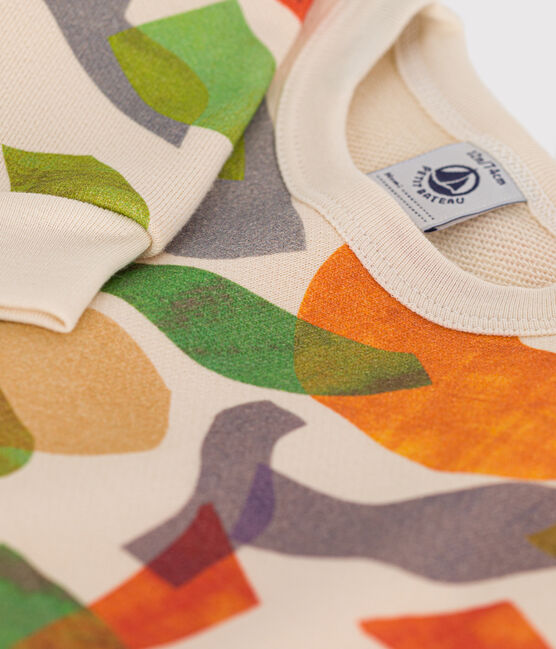 Fleece sweatshirt voor baby's wit AVALANCHE/ MULTICO