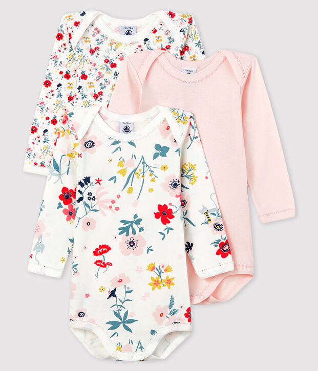Set van 3 rompertjes met lange mouwen voor baby meisje multicouleur
