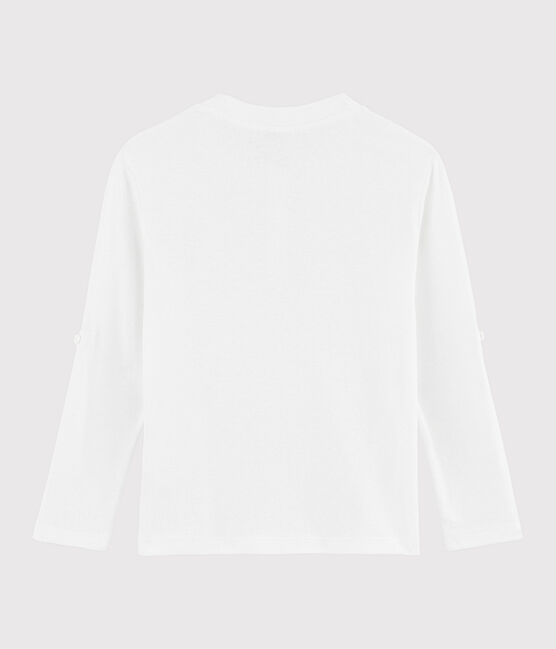 T-shirt van katoen en linnen voor jongens wit MARSHMALLOW