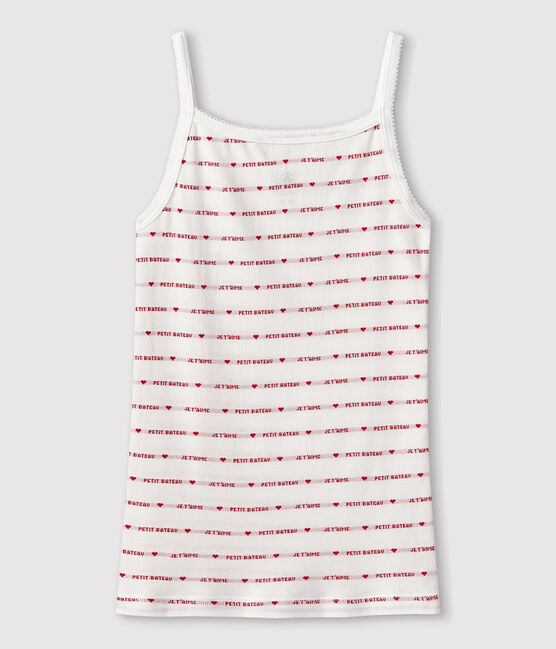 Chemise à bretelles en coton Femme blanc MARSHMALLOW/rouge TERKUIT