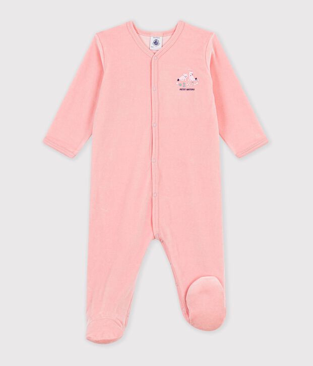 Dors-bien en bouclette velours rose