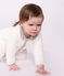 Effen fluwelen babypyjama met kraag met bloemenprint wit