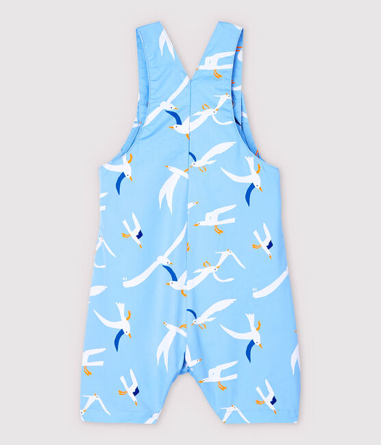 Korte tuinbroek van keperstof voor jongens blauw JASMIN/wit MULTICO