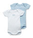 Lot de 2 bodies bébé garçon manches courtes uni/milleraies