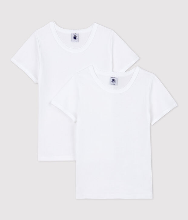 Lot de 2 tee-shirts blancs courtes petite fille multicouleur