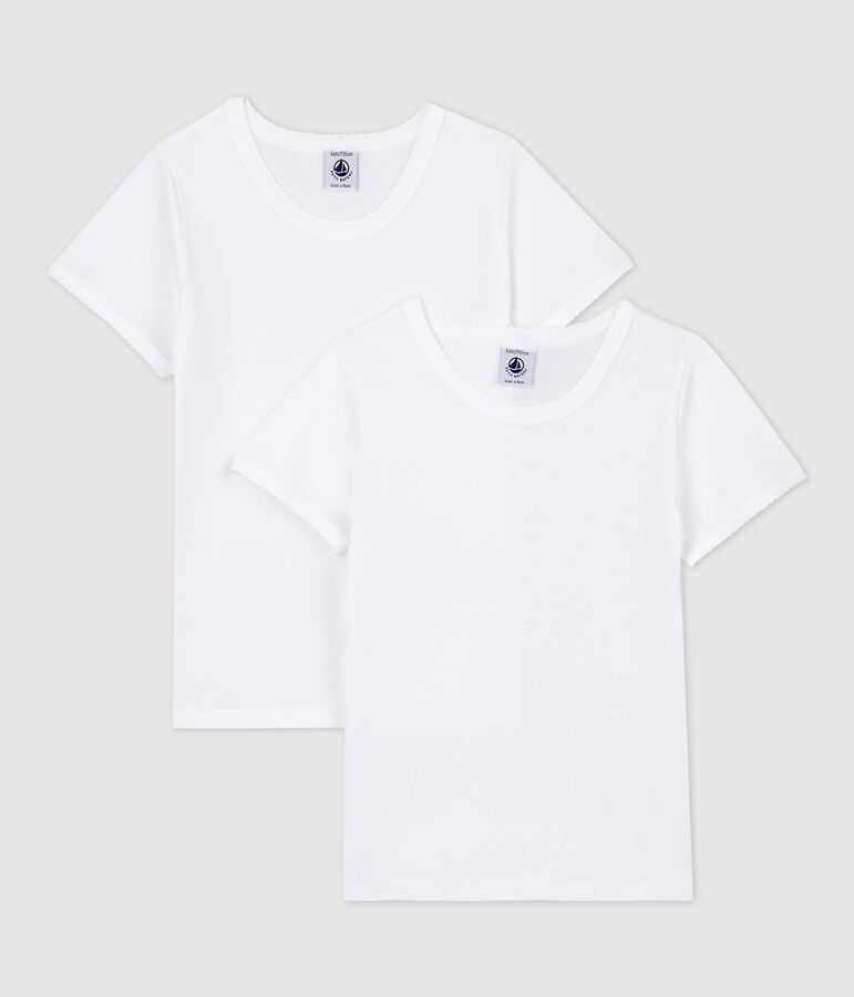 Set van 2 witte korte T-shirts voor meisjes multicouleur
