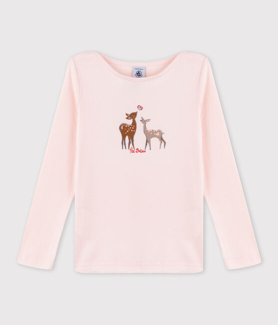 Tee-shirt sérigraphié enfant fille rose FLEUR